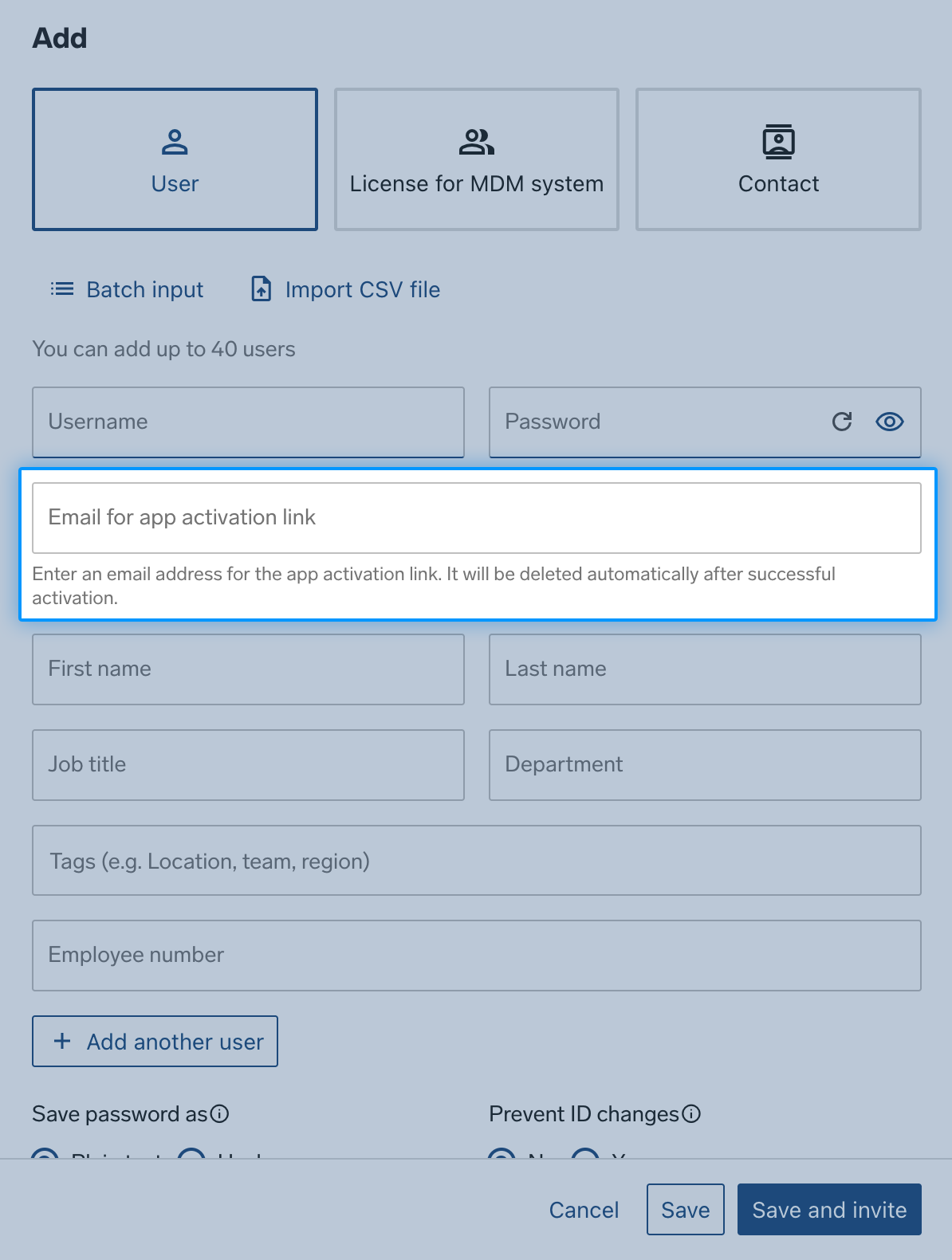 Send the App Activation Link Directly from the Management Cockpit