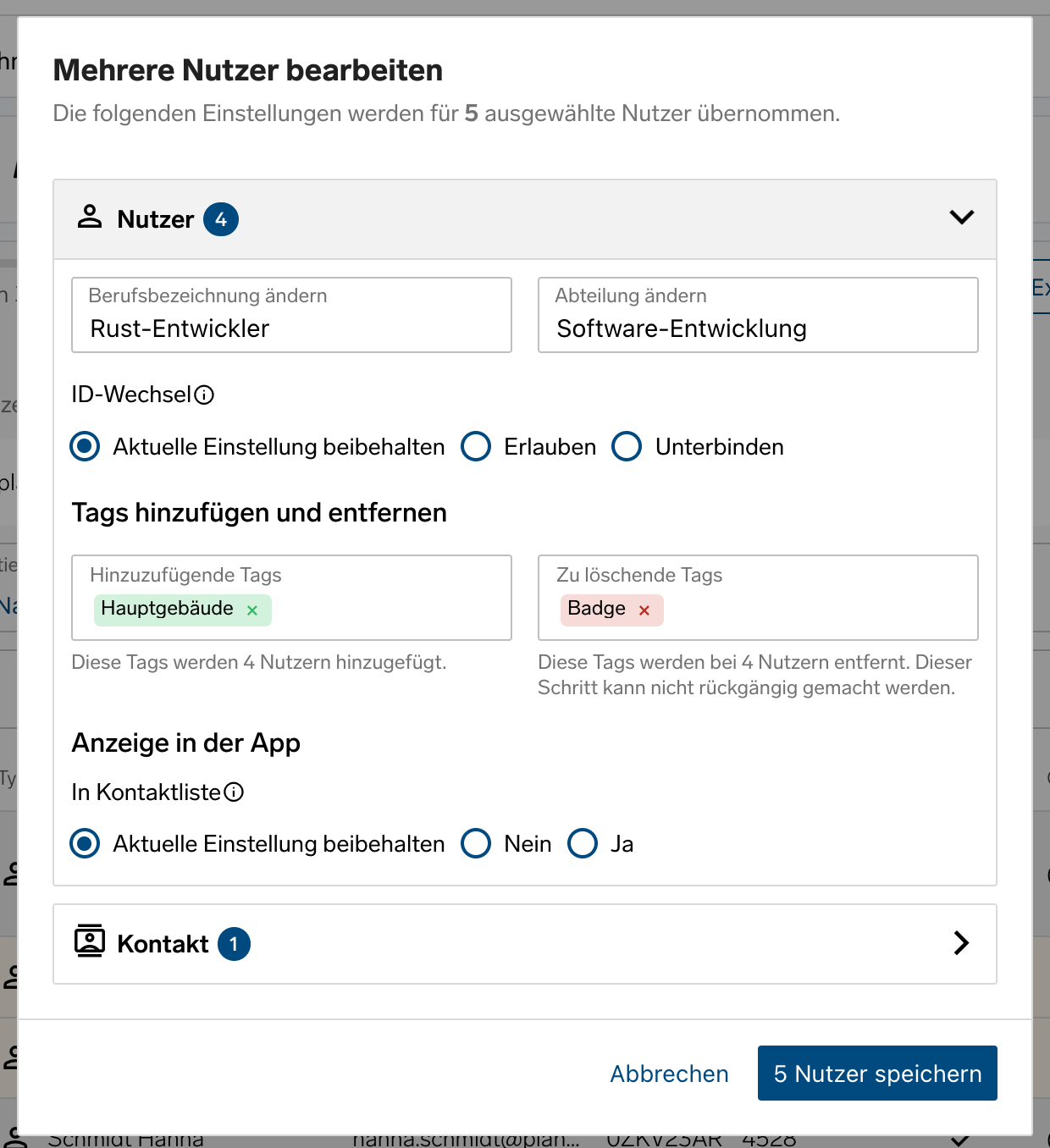 Mehrere Nutzer bearbeiten