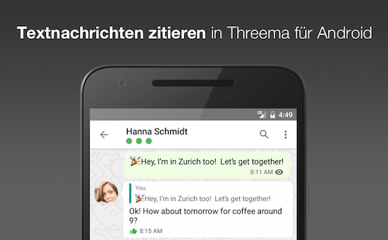 Neue Zitat-Funktion in Threema für Android