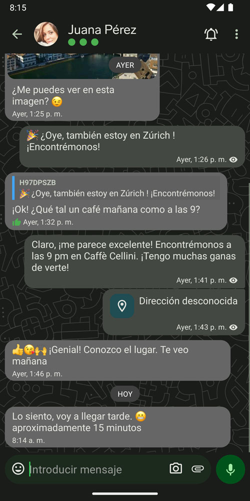Chat de grupo de la aplicación de Threema para Android